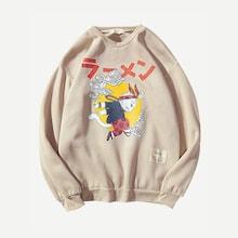Romwe Guys Drop Shoulder Cartoon Print Sweatshirt