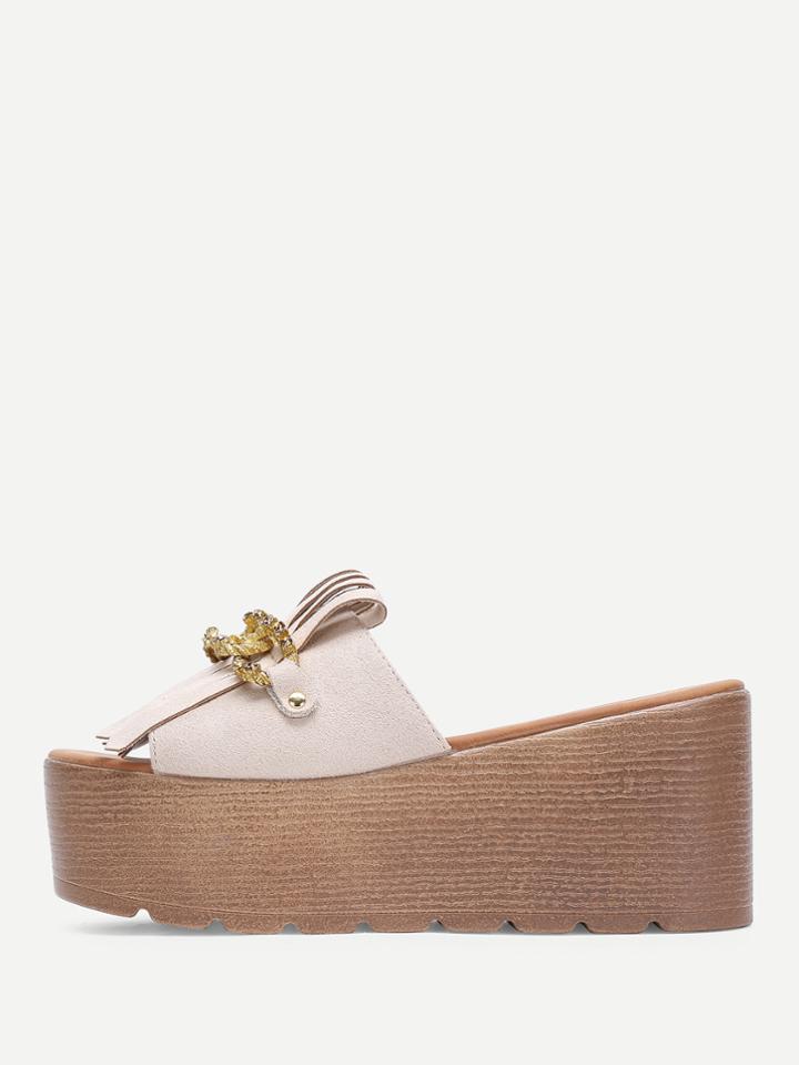 Romwe Tassel & Chain Decorated Wedge Sandals