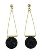 Romwe Black Color Gem Pendant With Creative Earrings