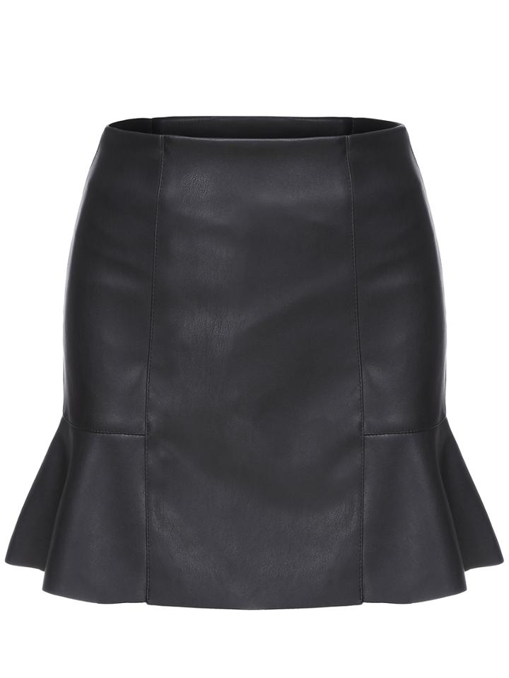 Romwe Zipper Mermaid Pu Skirt