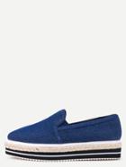 Romwe Blue Denim Elastic Rubber Mixed Espadrille Shoes