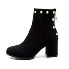 Romwe Faux Pearl Decor Suede Boots