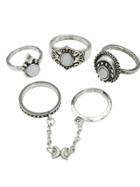 Romwe Silver Color Vintage Jewelry Metal Finger Rings Set