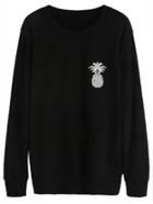 Romwe Black Pineapple Print Sweatshirt