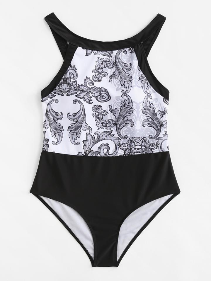 Romwe High Neck Swimsuit