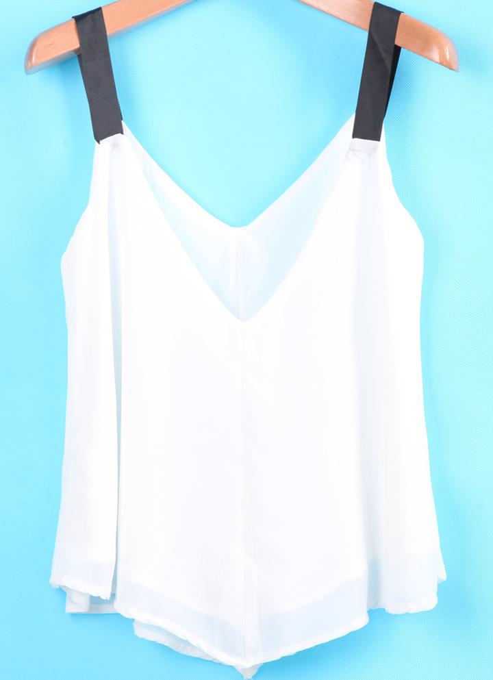 Romwe Strap Loose Chiffon Cami Top