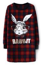 Romwe Check Rabbit Print Dress