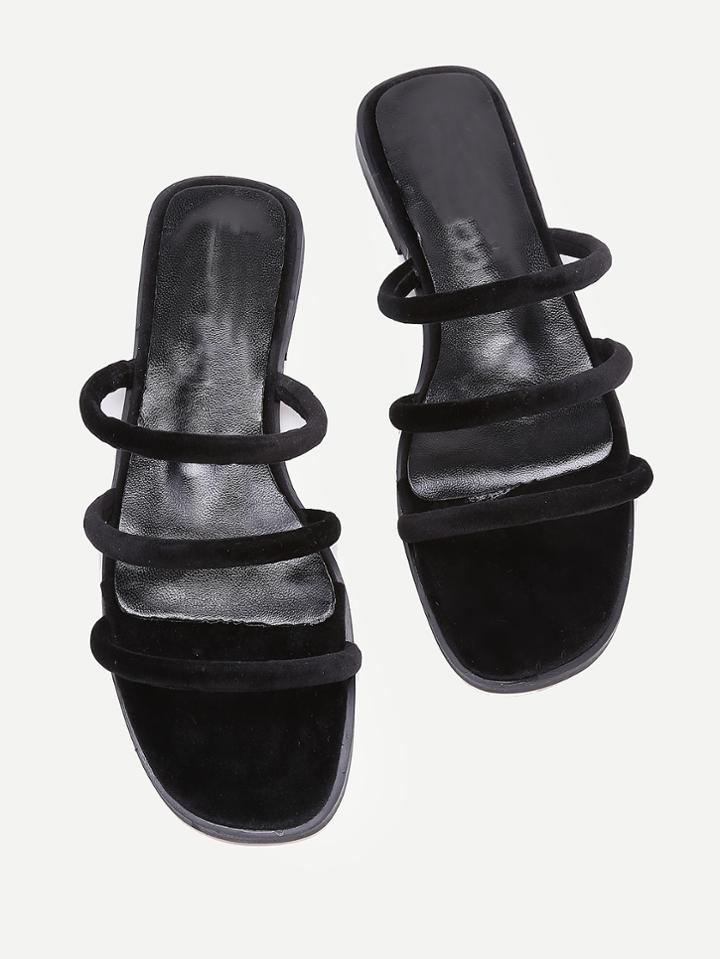 Romwe Open Toe Strappy Slide Flat Sandals