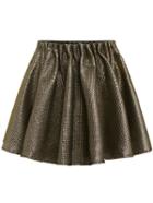 Romwe Elastic Waist Flare Gold Skirt