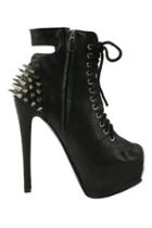 Romwe Self-tie Shoelace Rivets Embellished High Heels