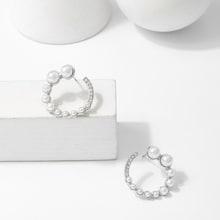 Romwe Faux Pearl Engraved Hoop Earrings