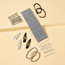 Romwe Striped Hair Accessories Set 25pcs