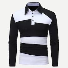 Romwe Men Cut And Sew Panel Polo Shirt