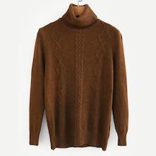 Romwe Rib Trim High Neck Sweater
