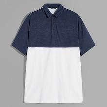 Romwe Guys Two-tone Half Placket Polo Shirt
