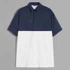Romwe Guys Two-tone Half Placket Polo Shirt