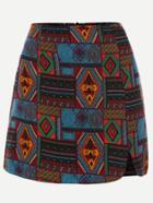 Romwe Multicolor Tribal Print A Line Skirt