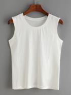 Romwe Crew Neck White Tank Top