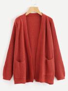 Romwe Dual Pocket Textured Knit Cardigan Sweater