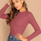 Romwe Slim Fitted Solid Top