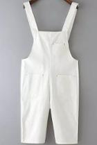 Romwe Straps With Pocket White Jumpsuit