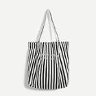 Romwe Letter Print Striped Tote Bag