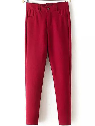 Romwe Elastic Casual Red Pant