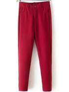 Romwe Elastic Casual Red Pant