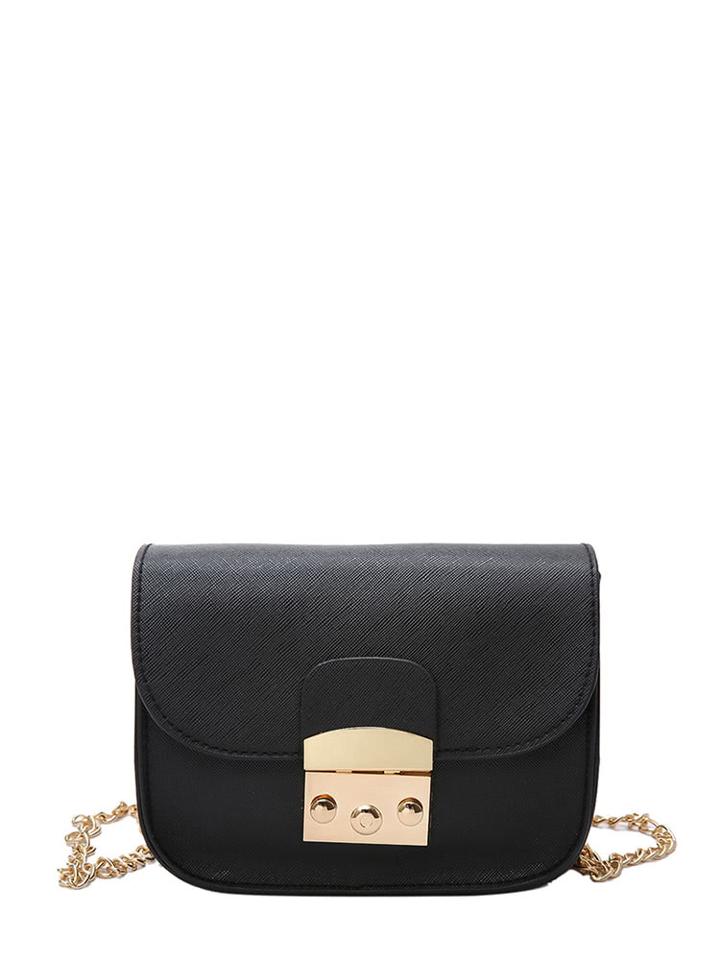 Romwe Buckle Decarated Flap Chain Bag