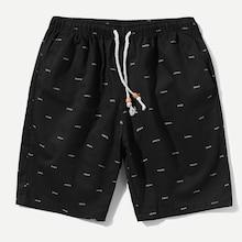 Romwe Guys Fish Print Drawstring Shorts