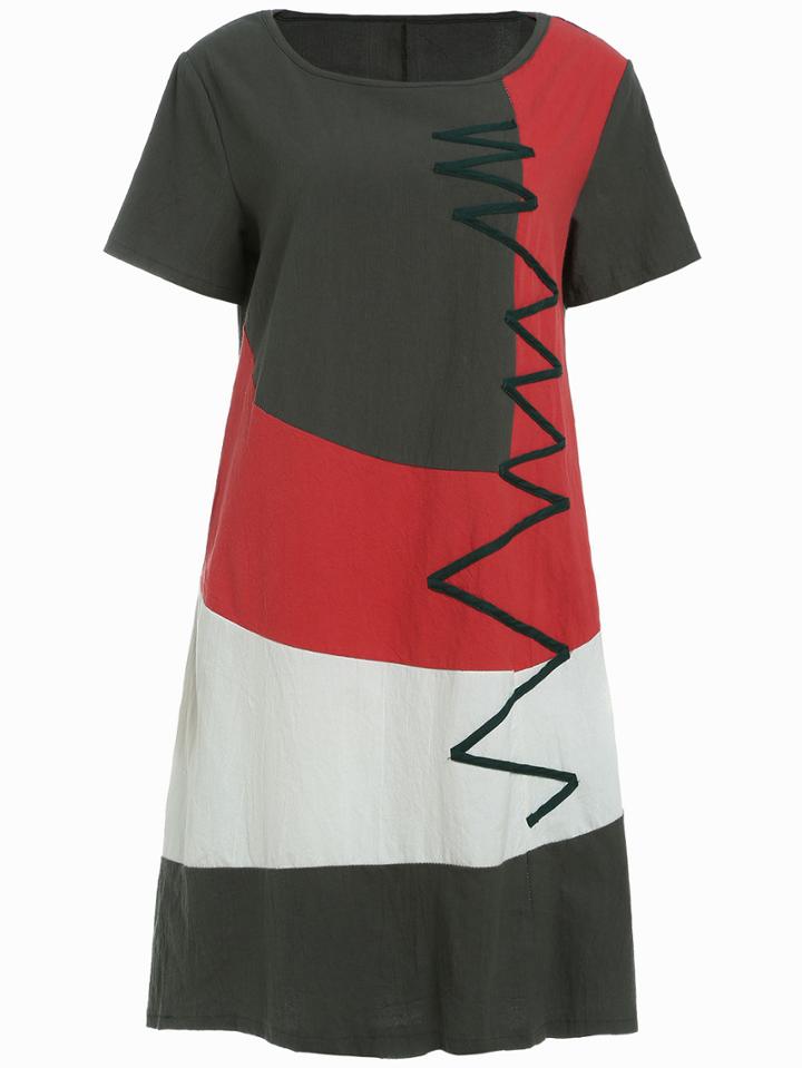 Romwe Color Block Shift Dress