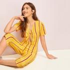 Romwe O-ring Peekaboo Stripe Jumpsuit