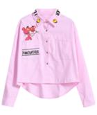 Romwe Cartoon Print Crop Pink Blouse