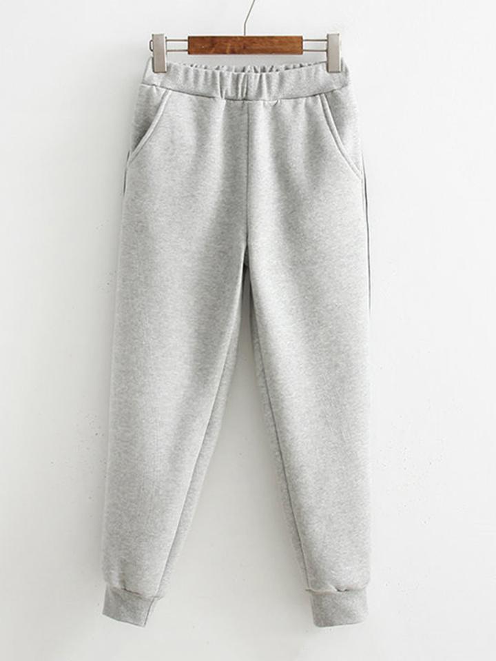 Romwe Striped Tape Elastic Waist Sweatpants