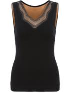 Romwe V Neck Lace Splicing Thicken Tank Top