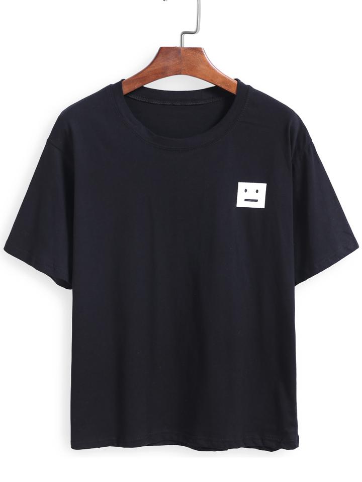 Romwe Face Print Loose T-shirt