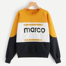 Romwe Cut And Sew Letter Print Sweatshirt