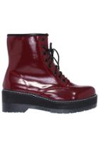 Romwe Shoelace Red Boot