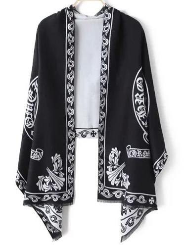 Romwe Vintage Print Fringe Scarf