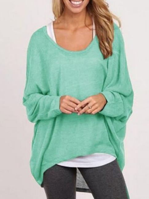Romwe High Low Loose Green T-shirt