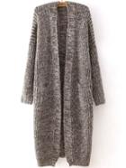 Romwe Chunky Knit Slit Back Coffee Coat