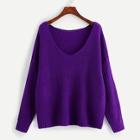 Romwe Drop Shoulder Solid Cocoon Jumper