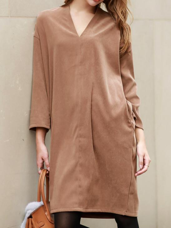 Romwe V Neck Pockets Loose Dress