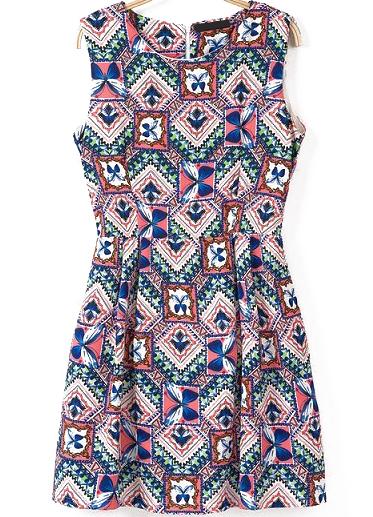 Romwe With Zipper Geometric Print Purple Dress