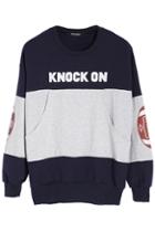 Romwe Knock On Color Block Sweatshirt