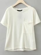 Romwe White Short Sleeve Pockets Casual T-shirt