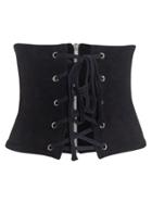 Romwe Suede Lace Up Zipper Back Corset Belt