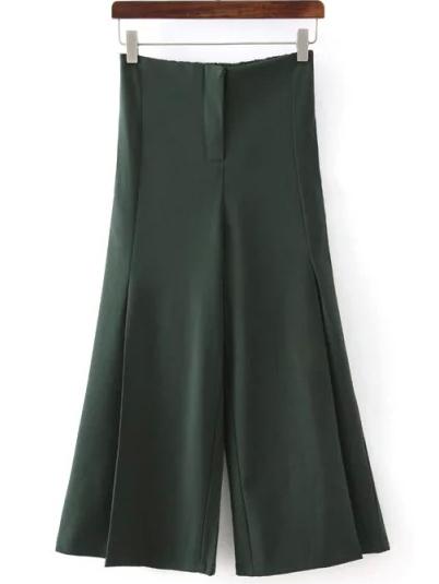 Romwe High Waist Wide Leg Green Pant