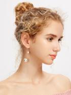 Romwe Faux Pearl Embellished Charm Earrings