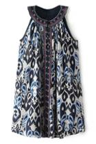 Romwe Retro Floral Print Embroidered Halting Lined Dress